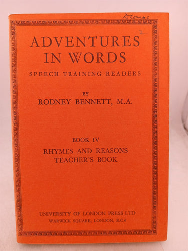 Print Books - Adventure in Words: Speech Training Readers (Book IV - Rhymes and Reasons Teacher's Book) by Rodney Bennett - Book Express