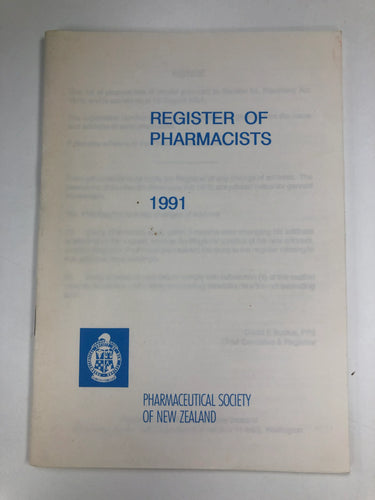 Print Books - Register of pharmacists 1991 by David E (Registrar) Buckle - Book Express