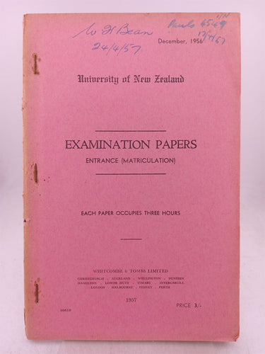Print Books - Examination Papers: Entrance (Matriculation) 1957 by University Of New Zealand - Book Express