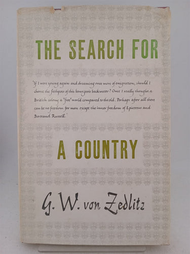 Print Books - The search for a country the autobiography of G W von Zedlitz. by G W Von Zedlitz - Book Express