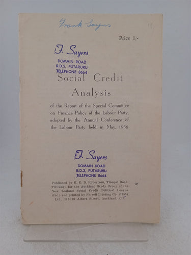 Print Books - Social Credit analysis of the report of the special committee on finance policy of the labour party adopted by the annual conference of the Labour party held in May 1956 by K E D? Robertson - Book Express
