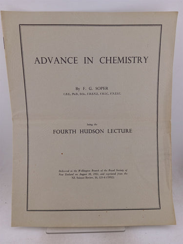 Print Books - Advance in chemistry by F G. Soper - Book Express
