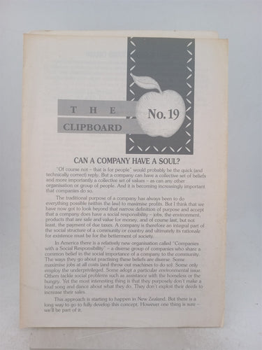Print Books - The clipboard no. 19 -Can a company have a soul? by Dick Hubbard - Book Express