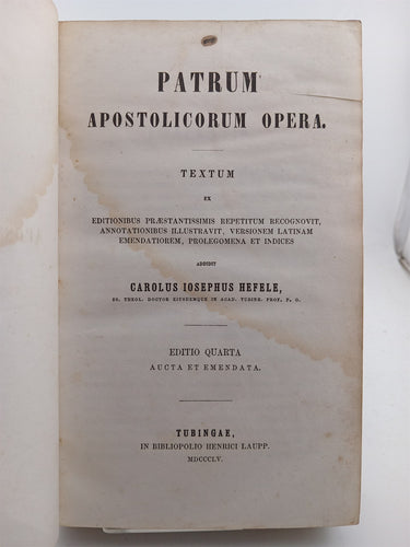 Patrum apostolicorum opera by Carolus Iosephus Hefele