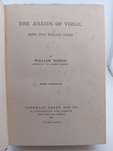 The Aeneids of Virgil done into English verse by William Morris