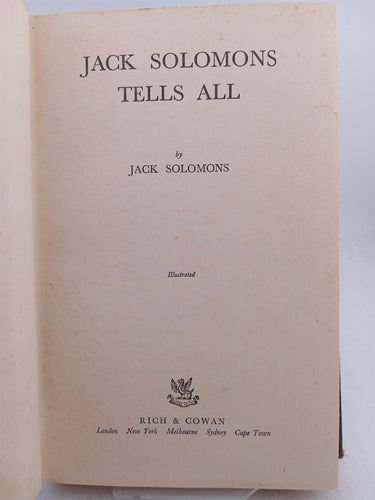 Jack Solomons tells all by Jack Solomons