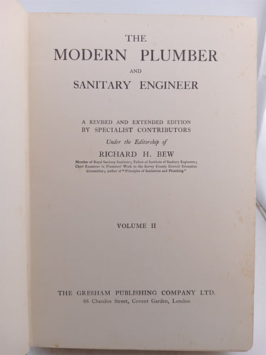 The modern plumber and sanitary engineer  volume 2 only by Richard H. Bew