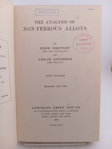The analysis of non ferrous alloys by F Ibbotson,L. Aitchison