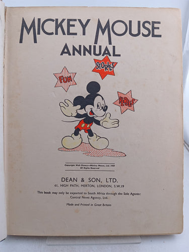 Mickey Mouse Annual by Dean & Son Ltd