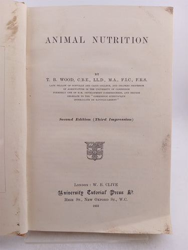 Animal Nutrition by T.B. Wood
