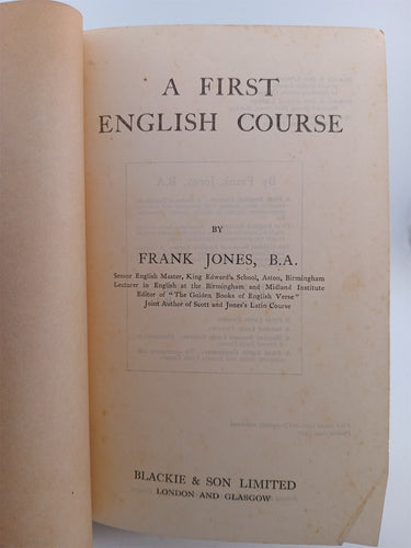 A First English Course by Frank Jones