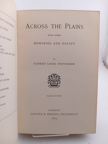 Across the plains with other memories and essays by Robert Louis Stevenson