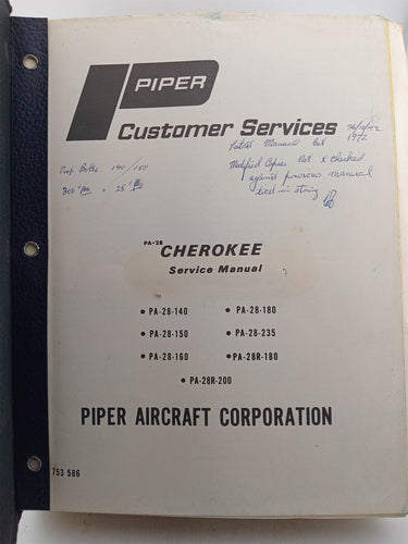 Cherokee Service Manual by Piper Aircraft Corp