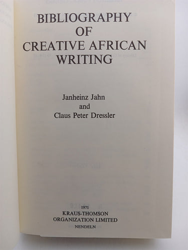Bibliography of Creative African Writing by Jahneinz Jahn et al