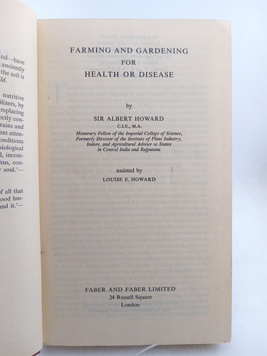 Farming and Gardening for Health and Disease by A. Howard