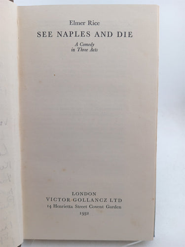See Naples and Die by Elmer Rice