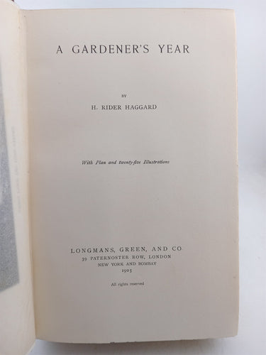 A Gardeners Year by H.Rider Haggard