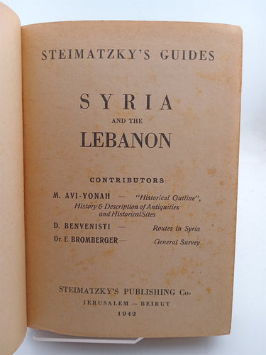 Steimatzky's guides-Syria and the Lebanon by Steimatzky'S Publishing Co