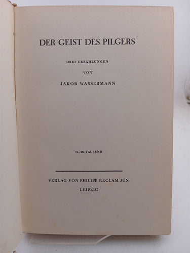 Print Books - Der geist des pilgers by Jakob Wasserman - Book Express