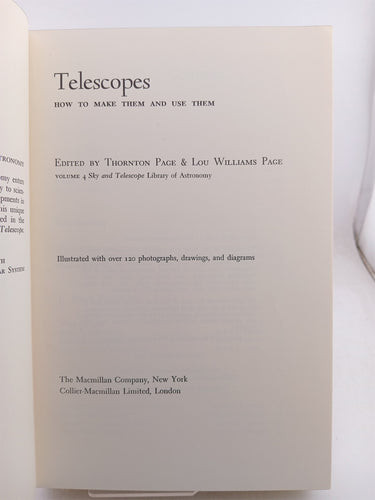 telescopes - how to make them and use them by Page.T.,L.W.