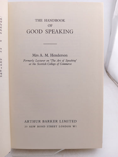 Print Books - The handbook of good speaking by A M. Henderson - Book Express