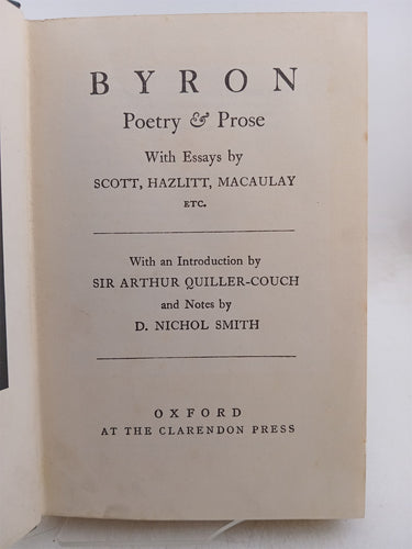 Byron: poetry & prose by D. Nichol Smith (editor) Byron