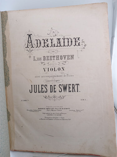 Print Books - Adelaidge De L Van Beethoven Pour Le Violonavec Accompagnement De Piano Transcrit D'apres Jules De Swirt by L. Beethoven - Book Express