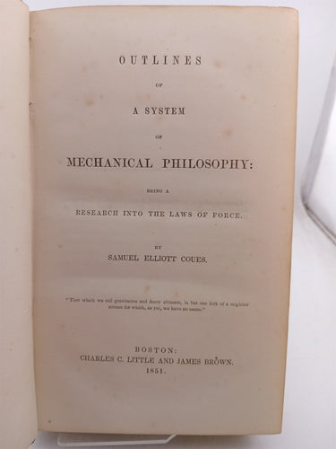 Outlines of a System of Mechanical Philosophy (etc.) by Samuel Elliott Coues