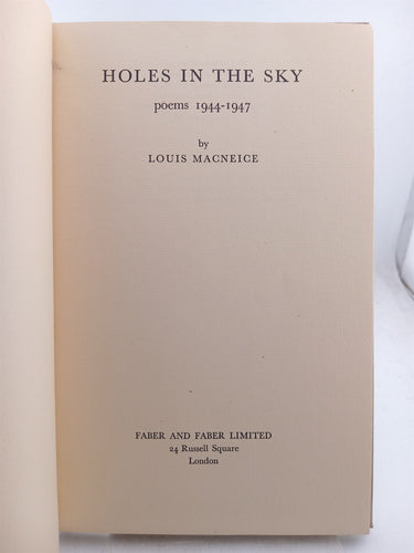 Print Books - Holes in the Sky Poems 1944-1947 by Louis Macneice - Book Express