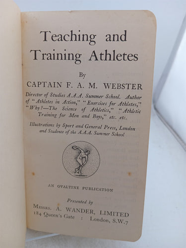 Print Books - Teaching and Training Athletes by F.A.M. Webster - Book Express