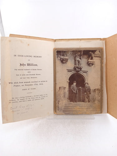 First World War Remembrence Card by John William Warner