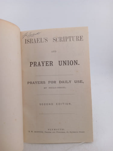 Israel's Scripture and Prayer Union: Prayers for Daily Use by Philo Israel