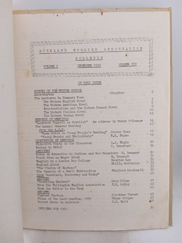 Print Books - Auckland English Association: Bulletin (Volume 1 Number III - 3 Dec 1959) by W S Broughton (editor) - Book Express