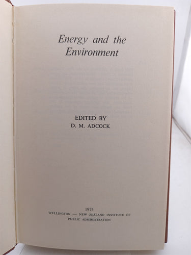 Energy and environment by D M Adcock (editor)