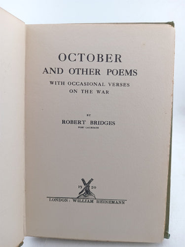 October And Other Poems by R. Bridges