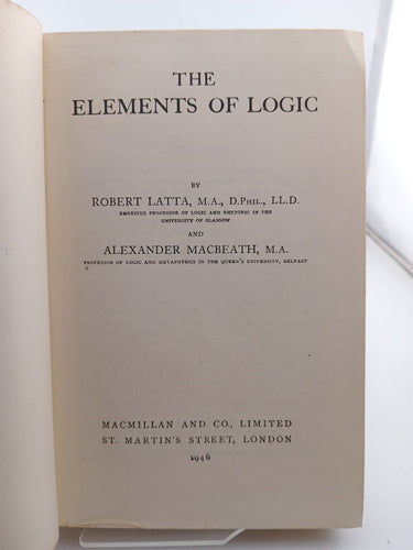 The Elements of Logic by Robert Latta