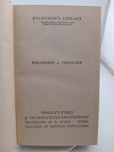 Philosophy & Theology: Spinoza's Ethics (Everyman's Library No. 481) by Spinoza