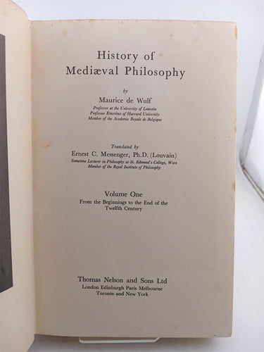 History of Mediaeval Philosophy (Volume One) by Maurice De Wulf