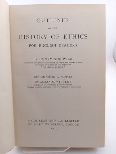 Outlines of the History of Ethics by Henry Sidgwick