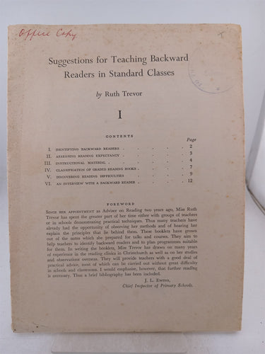 Suggestions for Teaching Backward Readers in Standard Classes (Part I & II) by Ruth Trevor