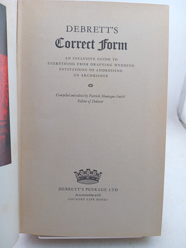 Debrett's Correct Form by Patrick Montagu-Smith