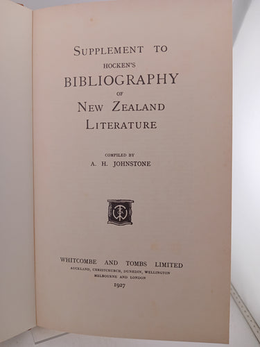 Supplement to Hocken's bibliography of New Zealand literature by A. H. Johnstone - Book Express - Used Print Books