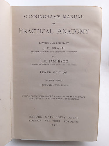 Cunningham's Manual of Practical Anatomy (Volume III) by J. C. Brash,E. B. Jamison
