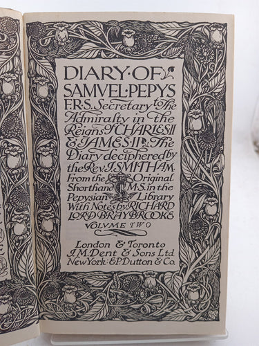 The Diary of Samuel Pepys (Volume 2) (Everyman's Library 54) by Samuel Pepys