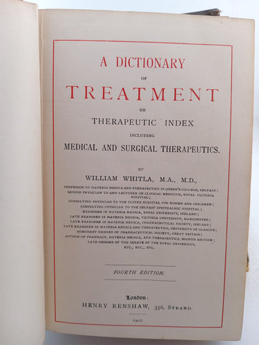 A Dictionary of Treatment by William Whitla