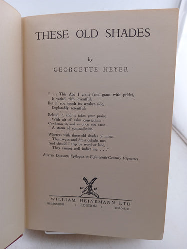 These Old Shades by Georgette Heyer