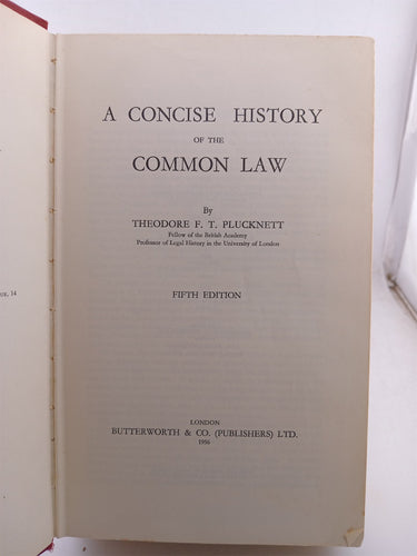 A Concise History of the Common Law by Theodore F. T. Plucknett