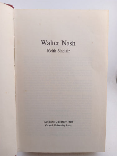 Walter Nash by Keith Sinclair