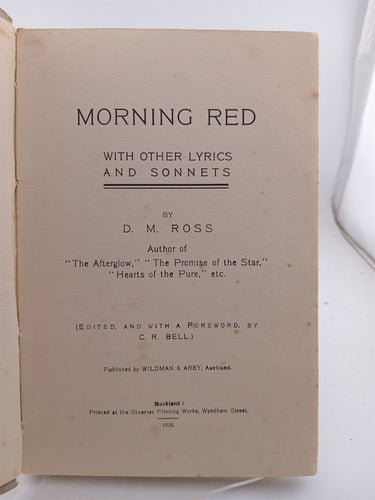 Morning Red: With Other Lyrics and Sonnets by D. M. Ross