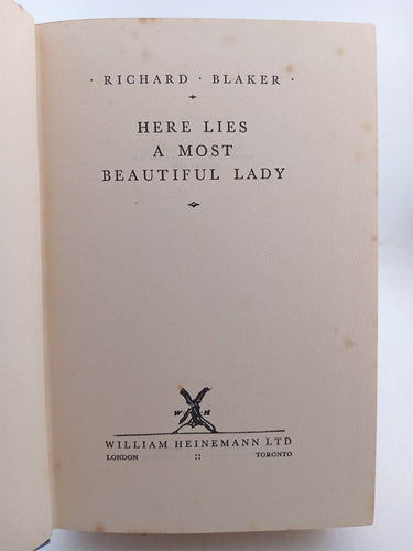 Here Lies a Most Beautiful Lady by Richard Blaker